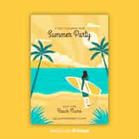 Free vector hand drawn summer party poster template