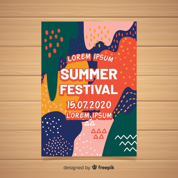 Hand drawn summer party poster template