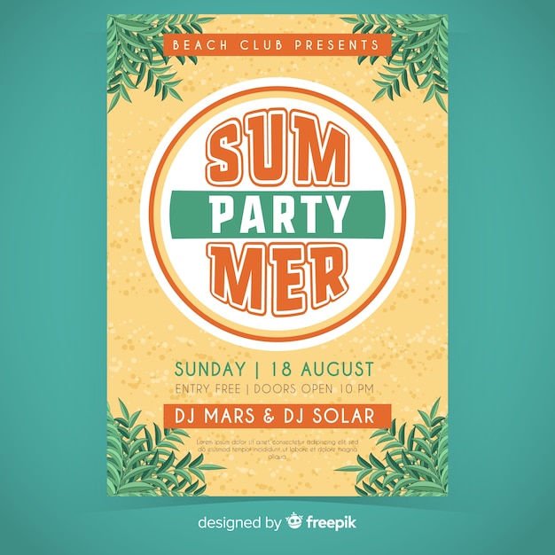 Hand drawn summer party poster template