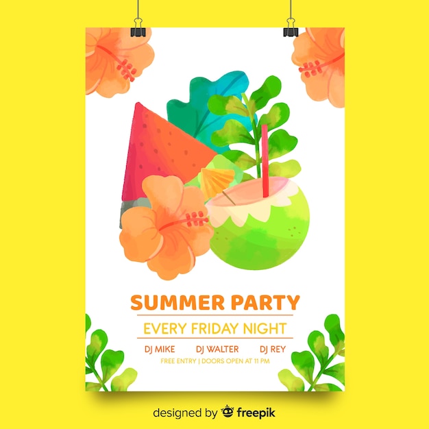 Free vector hand drawn summer party poster