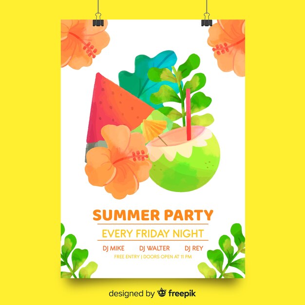 Нарисованный рукой плакат летней вечеринки