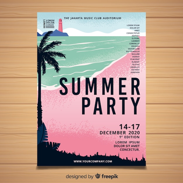 Free vector hand drawn summer party poster