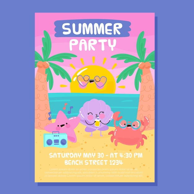 Free vector hand drawn summer party poster