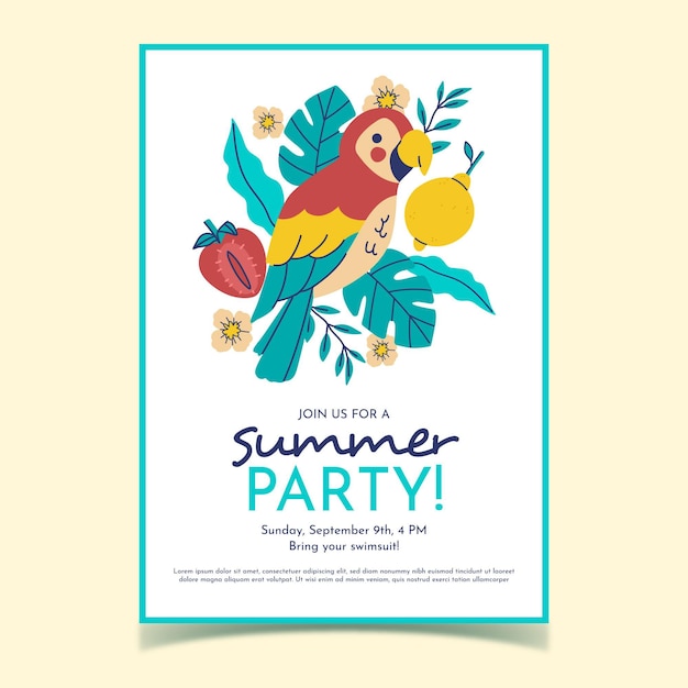 Free vector hand drawn summer party poster