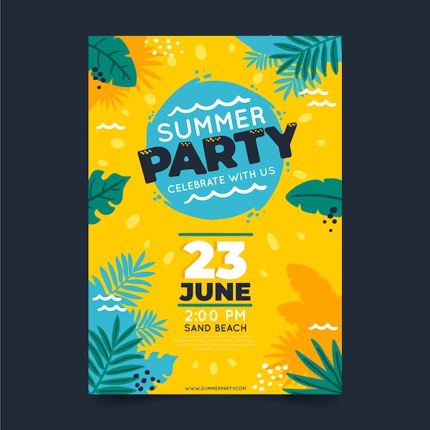 Free vector hand drawn summer party vertical poster template