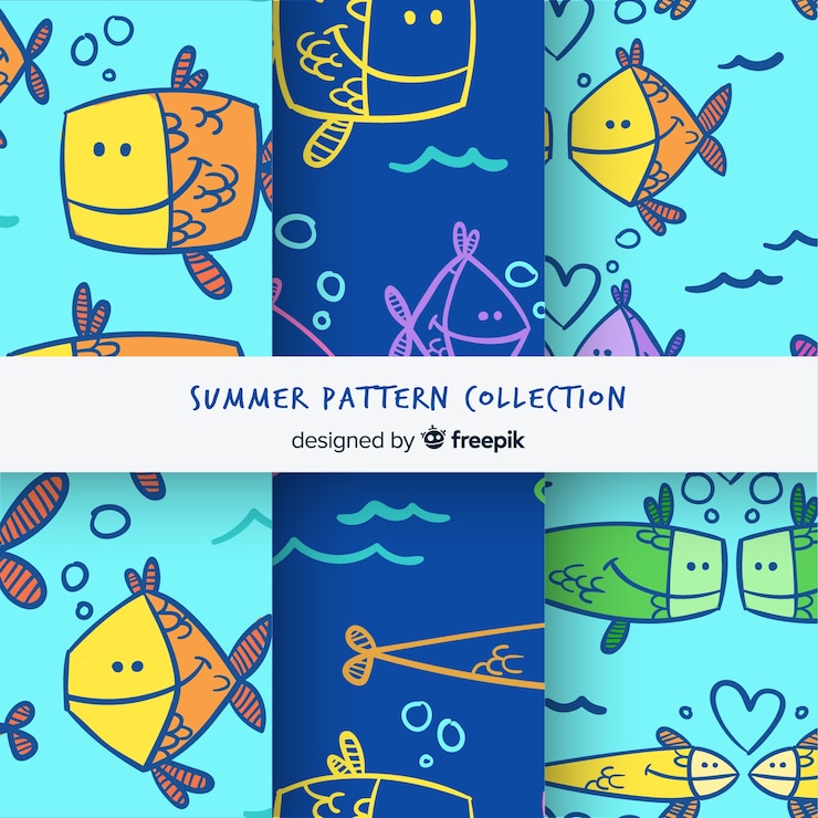 Free Vector hand drawn summer pattern collection