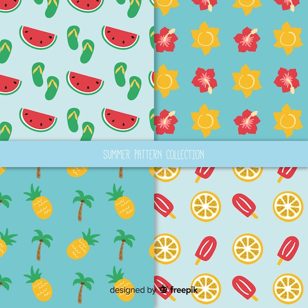 Free vector hand drawn summer pattern collection