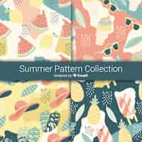 Free vector hand drawn summer pattern collection