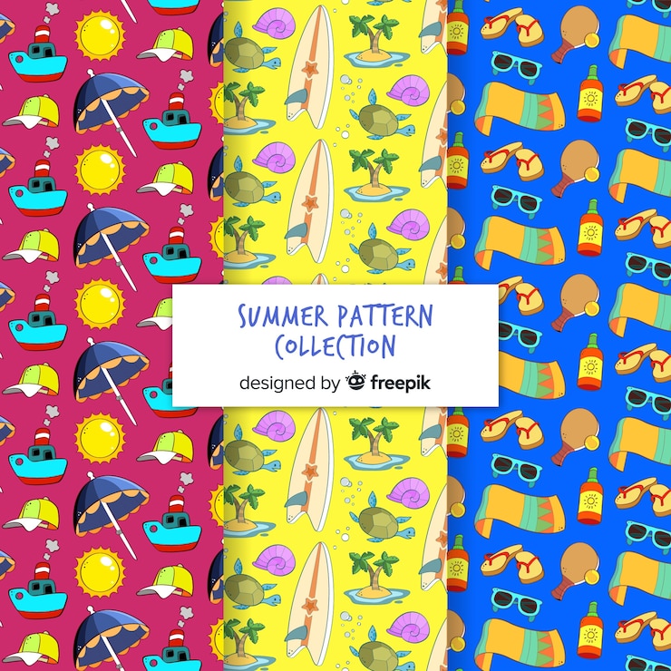 Free Vector hand drawn summer pattern collection