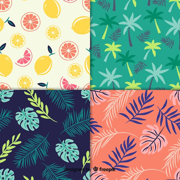 Hand drawn summer pattern collection