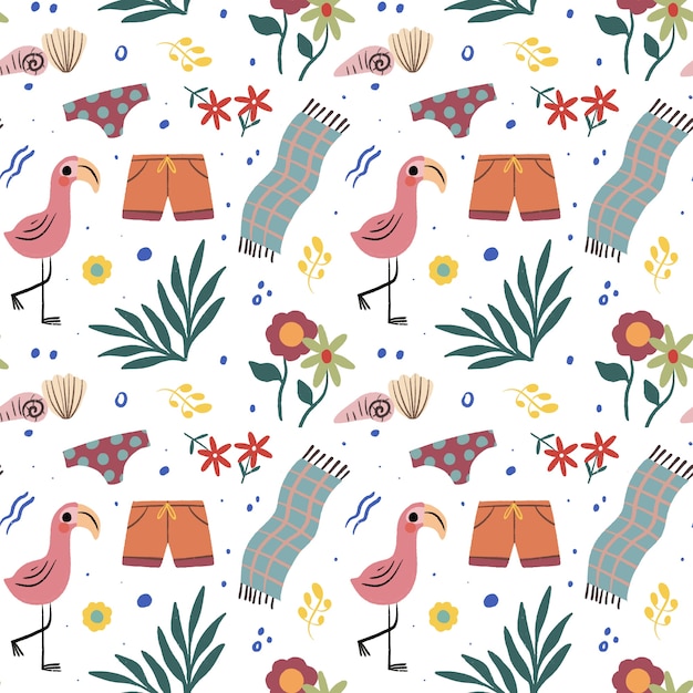 Hand drawn summer pattern design