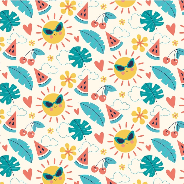 Free vector hand drawn summer pattern design