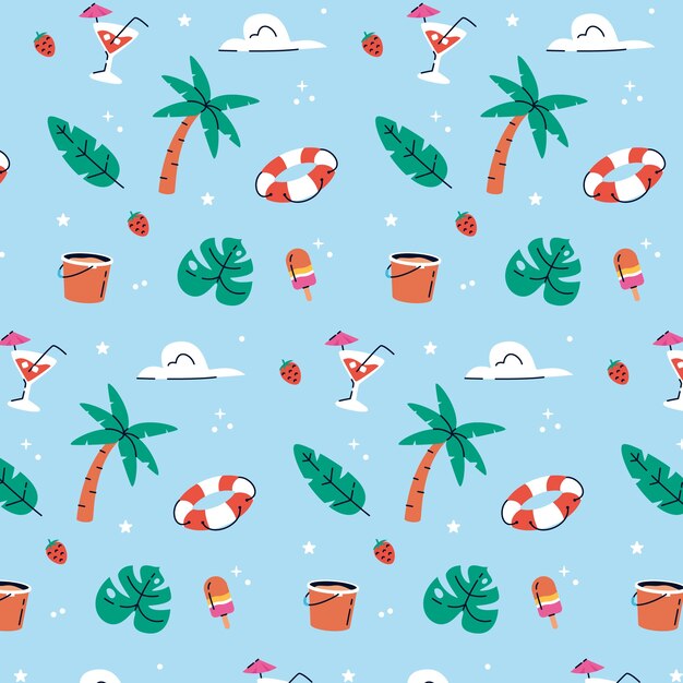 Hand drawn summer pattern design