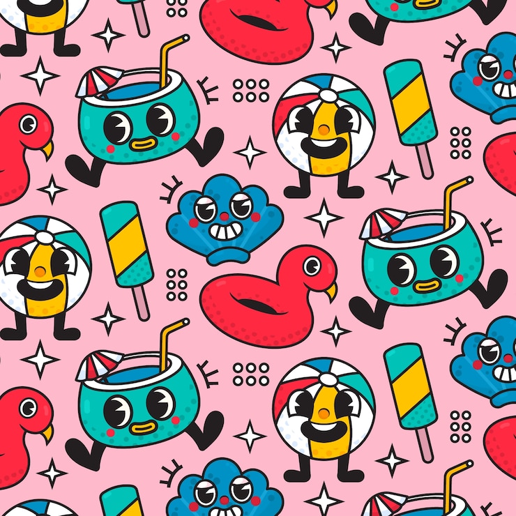 Free Vector hand drawn summer pattern design
