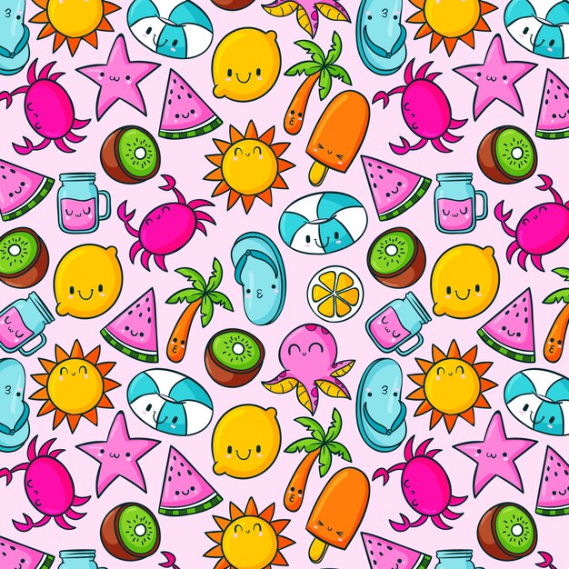 Hand drawn summer pattern design