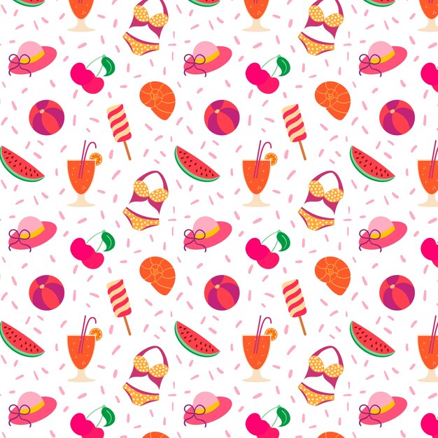 Hand drawn summer pattern design