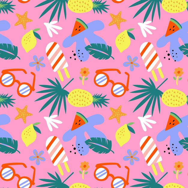 Hand drawn summer pattern design