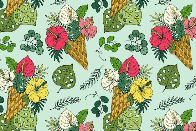 Hand drawn summer pattern design