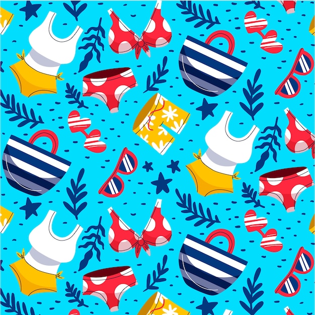 Free vector hand drawn summer pattern illustration