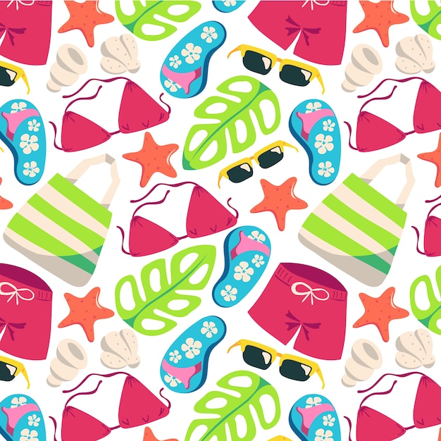 Free vector hand drawn summer pattern with bathing suit