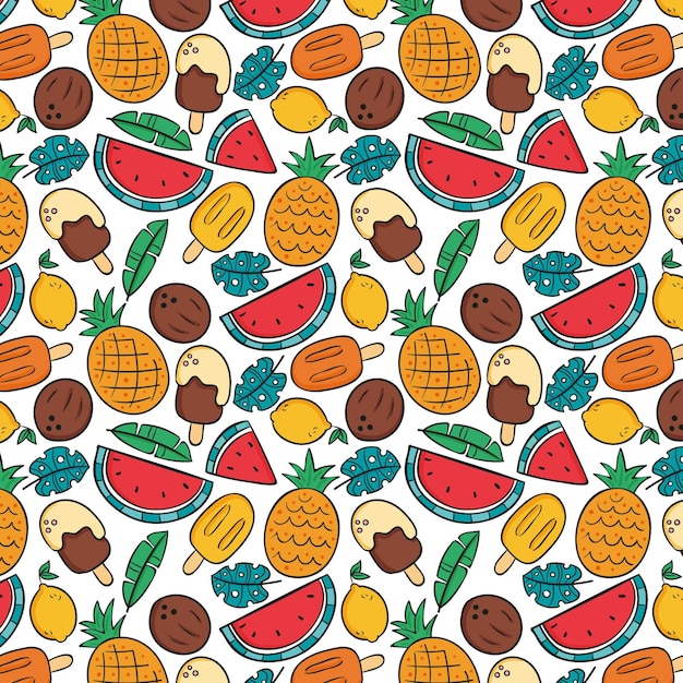 Hand drawn summer pattern