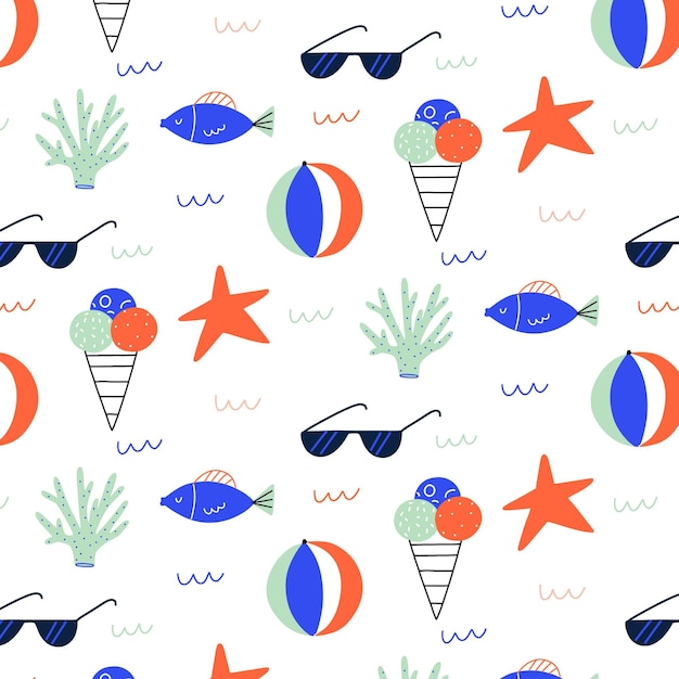 Free vector hand drawn summer pattern