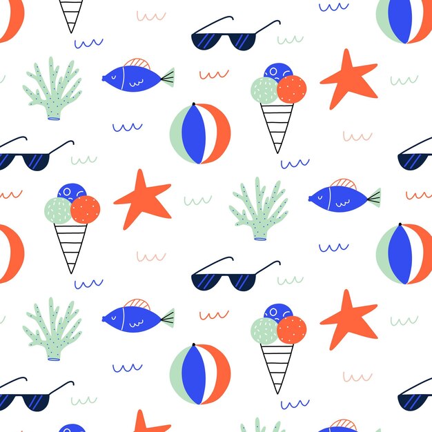 Hand drawn summer pattern