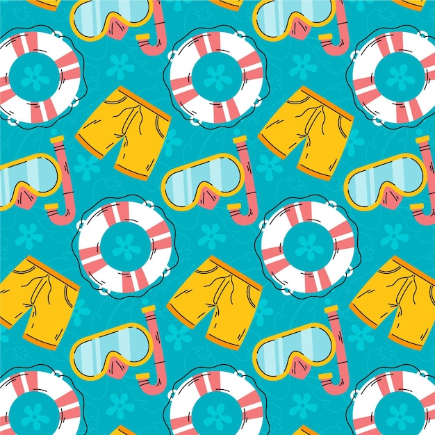 Free vector hand drawn summer pattern