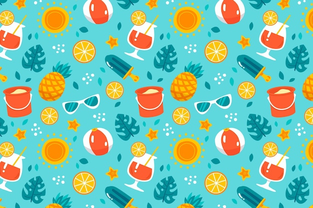 Free vector hand drawn summer pattern