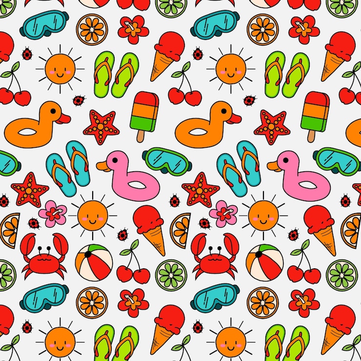 Free Vector hand drawn summer pattern