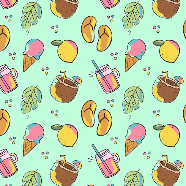 Free vector hand drawn summer pattern