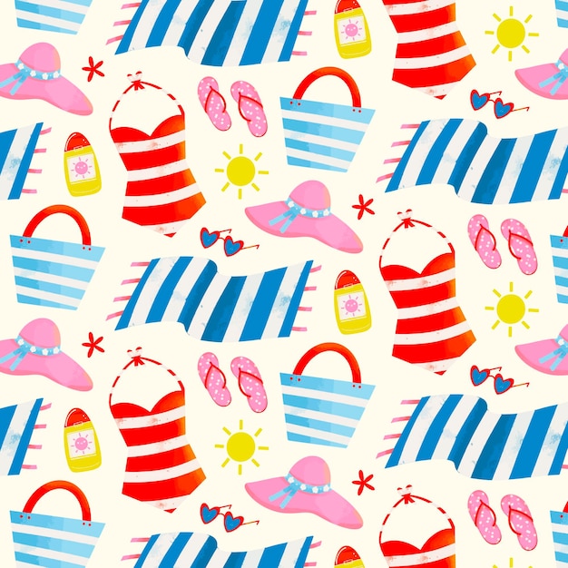 Free vector hand drawn summer pattern