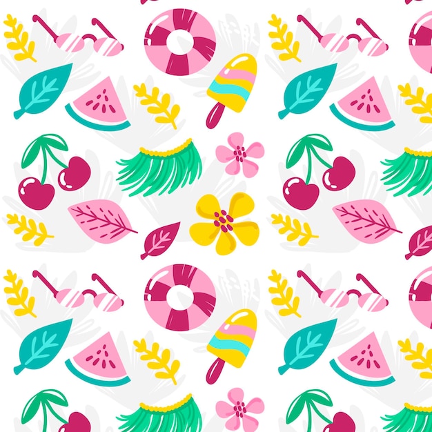 Free vector hand drawn summer pattern