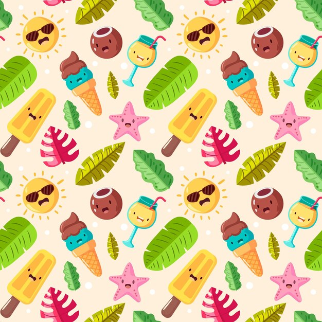 Hand drawn summer pattern