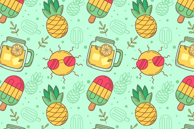 Free vector hand drawn summer pattern