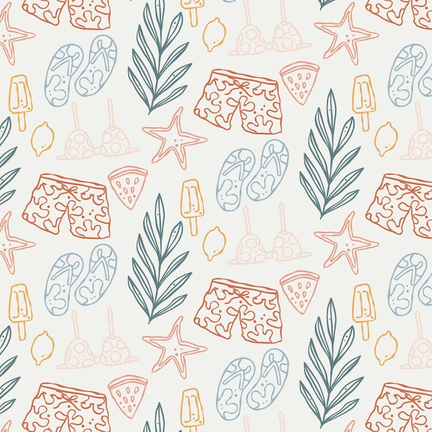 Free vector hand drawn summer pattern