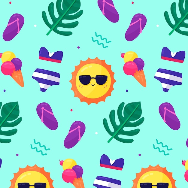 Free vector hand drawn summer pattern