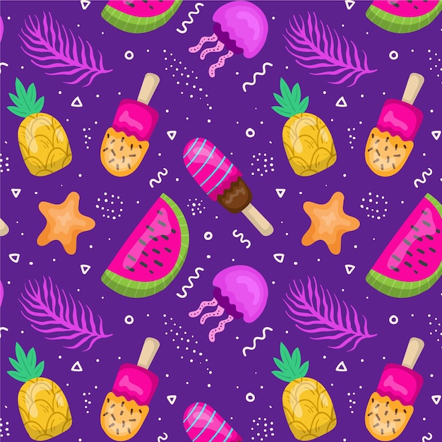 Free vector hand drawn summer pattern