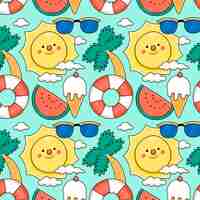 Free vector hand drawn summer pattern