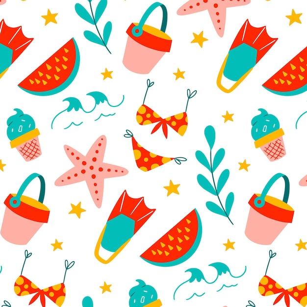 Free vector hand drawn summer pattern