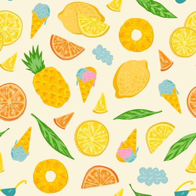 Free vector hand drawn summer pattern