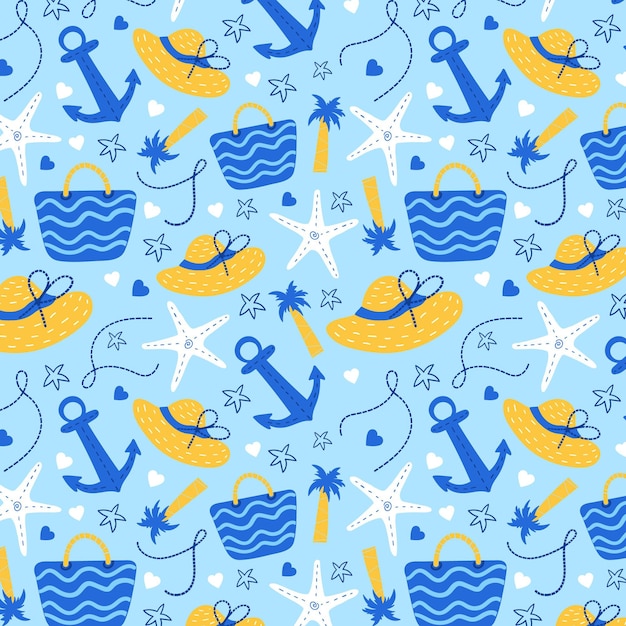 Hand drawn summer pattern