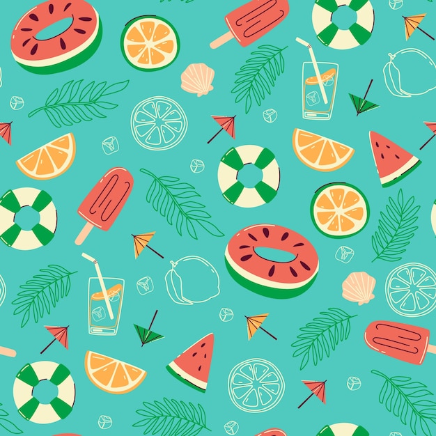 Free vector hand drawn summer pattern