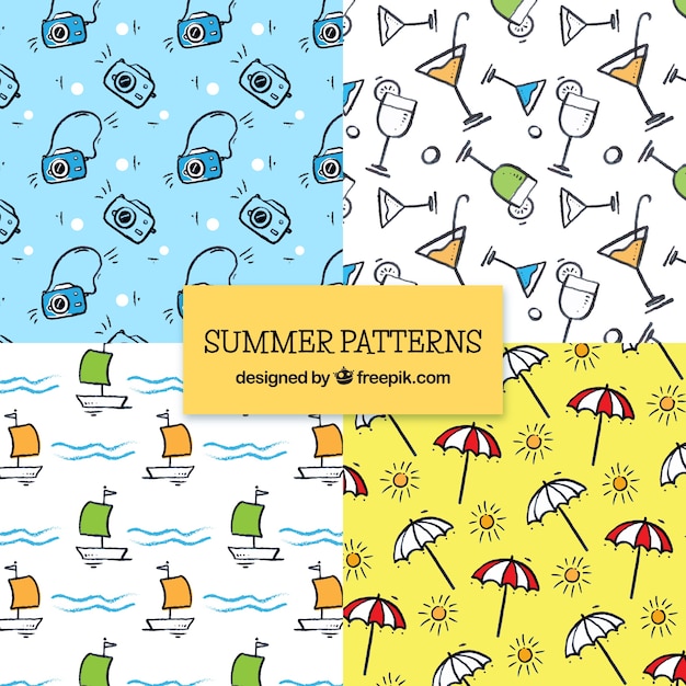 Hand drawn summer patterns