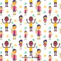 Free vector hand drawn summer people pattern