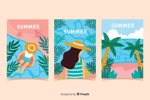 Hand drawn summer poster collection