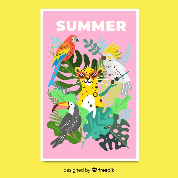 손으로 그린 여름 포스터 템플릿