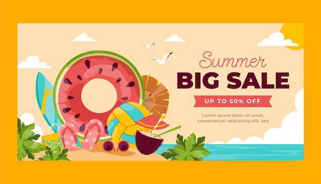 Hand drawn summer sale banner