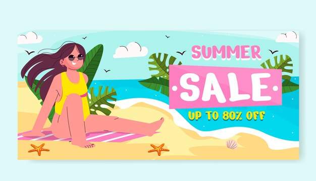 Hand drawn summer sale banner