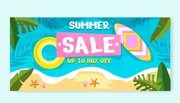 Free vector hand drawn summer sale banner